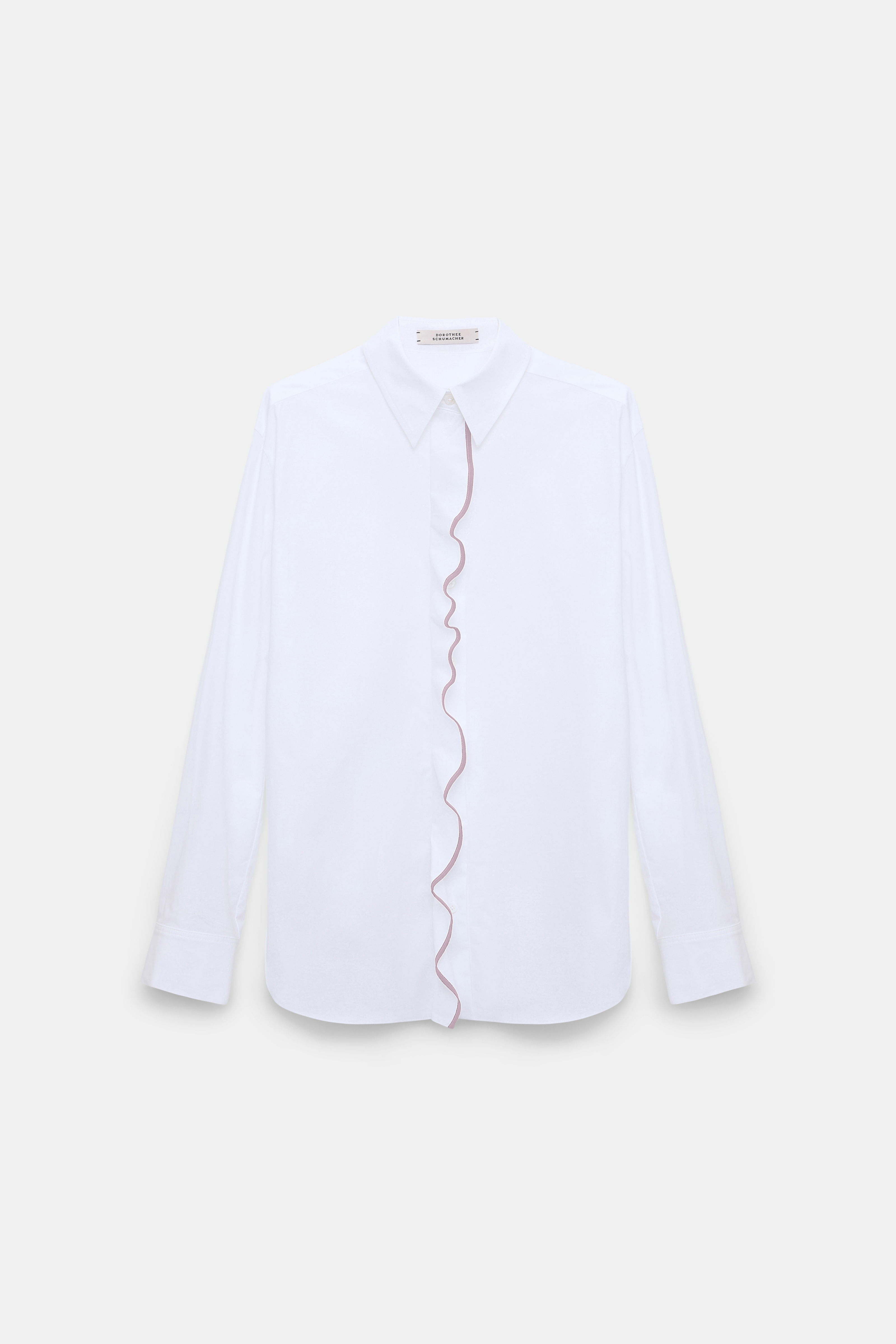 Dorothee Schumacher Cotton poplin shirt with ruffle white lilac